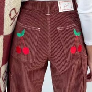 NWT Lisa Says Gah Brown Dylan Cherry Corduroy Carpenter Pants. Size 8